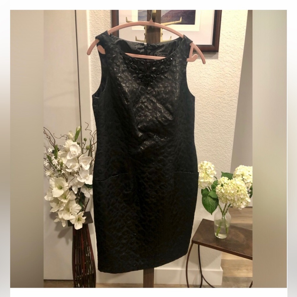 2 for $22 - DRESSBARN Black Textured Sleeveless Midi Sheath Dress